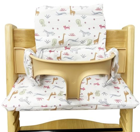 WANDGU Sitzkissen für Stokke Tripp Trapp Hochstuhl: Weich und Bequem Hochstuhlauflage, Laminierte Beschichtung, Hochstuhl Sitzkissen Set passend für Stokke Tripp Trapp (Zoo)