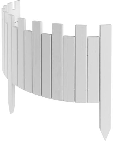 Floranica Bordo Aiuole Flessibile 100 cm x 30 cm Bianco Bordura per Giardino Recinzione per Giardino Bordino da Giardino Arrotolabile Staccionata in Legno