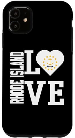 Love Rhode Island USA With Rhode Island Flag In a Heart Case for iPhone 11