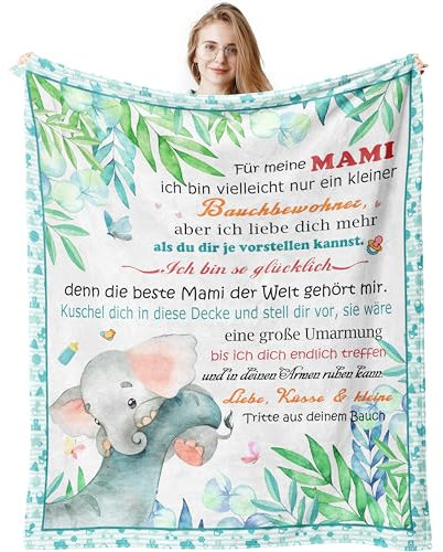 Geschenke für werdende Mütter, Schwangerschaft Geschenk, werdende Mama Geschenk Schwangerschaft Verkünden,Geschenk zur Geburt für die Mutter Geschenke zum Muttertag für meine Mami Decke 150x130CM
