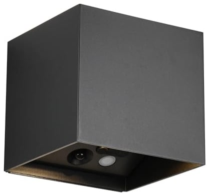 Reality Leuchten LED Außen Akku Wandleuchte Genie R24169632, Kunststoff Schwarz matt, inkl. 1 Watt LED, Bewegungssensor