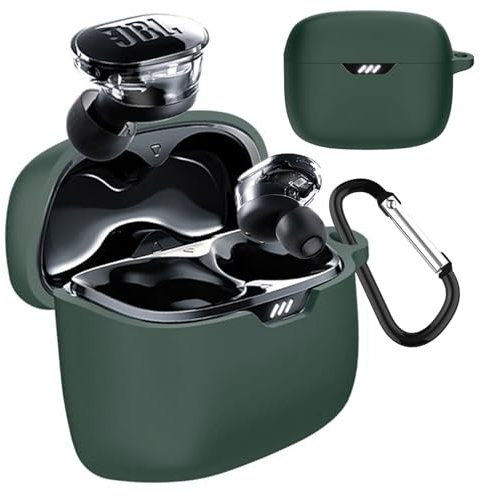 TOORQR Kompatibel mit JBL Tune Beam/JBL Tune 245NC TWS Hülle Kopfhörer Case,Schützende Flüssig Silikon Hülle für Tune Beam Silikon Cover,Front-LED Sichtbar, Kratzfest,Leicht zu Reinigen (Tiefgrün)