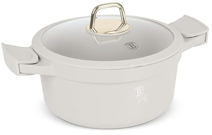 Sahara Collection Casserole 24 cm avec revêtement en titane et couvercle en verre 4,4 l Convient pour les plaques à induction
