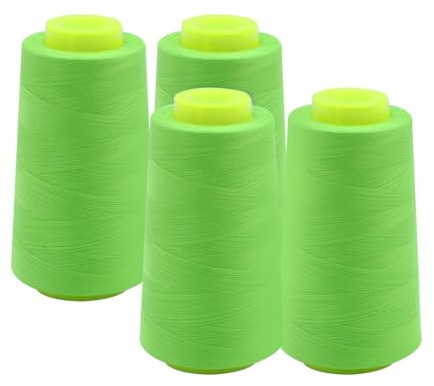EVERLOCK Serger Thread – 4 Cones, 3000 Yards Each – 40 Weight, 2-Ply Spun Polyester – Strong, Low-Lint Overlock Thread for Serger Machines – All-Purpose Sewing & Finishing (Lime)