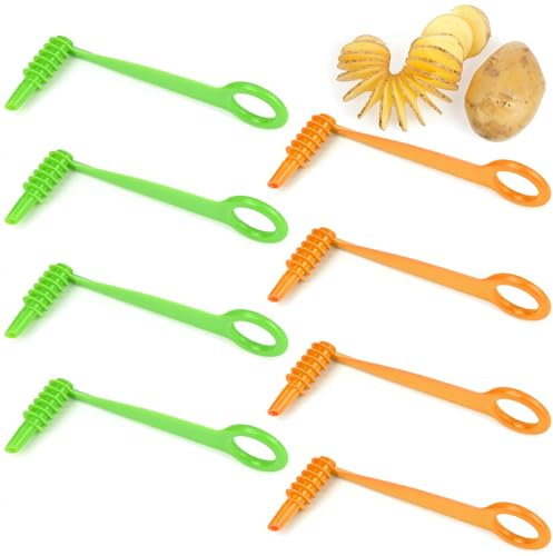 NISENTIA 8 Stück Spiralschneider Kartoffel, Kartoffelspiralenschneider Kartoffelschneider Spiralschneider Hand Spiral Cutter für Karotte Zucchini Gurke Apfel Kartoffel Gemüse Grün Orange