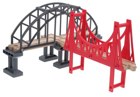 Gatuida Holzspielzeug Eisenbahnbrücke Set Hängebrücke und Brückenpfeiler für Holzeisenbahn Zubehör für Kreative DIY Projekte und Interaktive Fördert