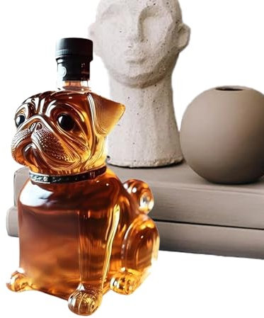 Whiskey Bottles - Bulldog Shape Empty Liquor Bottle - 300ml Decorative Decanter, Wine Container Dispenser for Restaurant Dining Room Birthday Father Husband Friends