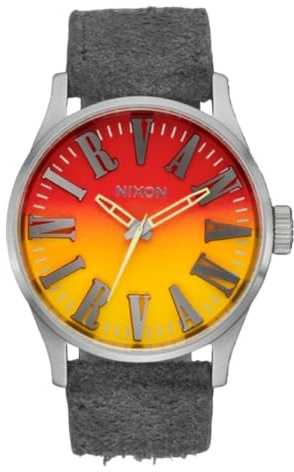 Nixon Nirvana Sentry Leather Armbanduhr für Herren in der Farbe Silber mit Armband aus Leder Wasserdichtigkeit: 10 bar Gehäusedurchmesser: 42 mm A1418-5274-00