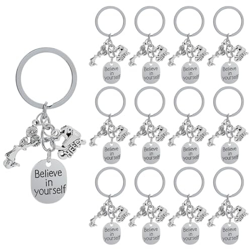 DELORIGIN 40 Stück Cheer Coach Geschenk Schlüsselanhänger 2 Farben Cheerleading Coach Schlüsselanhänger Cheerleading Charm Anhänger Cheer Team Geschenk Für Frauen Volleyball Fußball