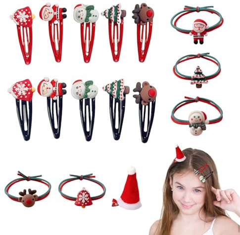 Haarschmuck Weihnachten,Weihnachten Haarspangen Kinder,Weihnachts Haarschmuck Cartoon Haarclips,Weihnachten Geschenke,Weihnachts Deko Accessoires Rentier Schneemann