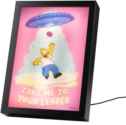 Grupo Erik The Simpsons Mood Light Framed Prints - Merchandise, Gifts | 7.9 x 11 x 2 in - 20 x 28 x 5 cm, LED Framed Art Prints, LED Desk Lamp - The Simpsons Merch
