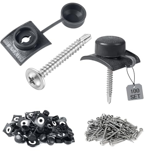 MIGUBIGU 100 PCS Calotte Fissaggio Pannelli Ondulati M4.8 x 45mm Grigio Scuro, Viti per Lamiere Ondulate con Cappuccio, Viti Per Onduline per Coperture Tettoie e Pannelli Coibentati per Tetto