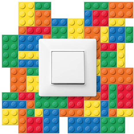 Muralo Wandtattoo Aufkleber Bunte Legosteine, UV-beständig - 20x20 cm | Wandsticker, Modernes Design - ideal für Kinderzimmer und Babyzimmer, für Mädchen und Jungen, einfach anzubringen