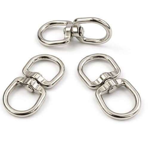 6mm x 22mm (Pack of 10) Nickel Plated Swivel Double Eye 360 Degrees Swivel Hook Load Capacity up to 100kg Rotating Link for Chains Ropes Hanging Chair Swivel Grill Dog Leash - E11B/1