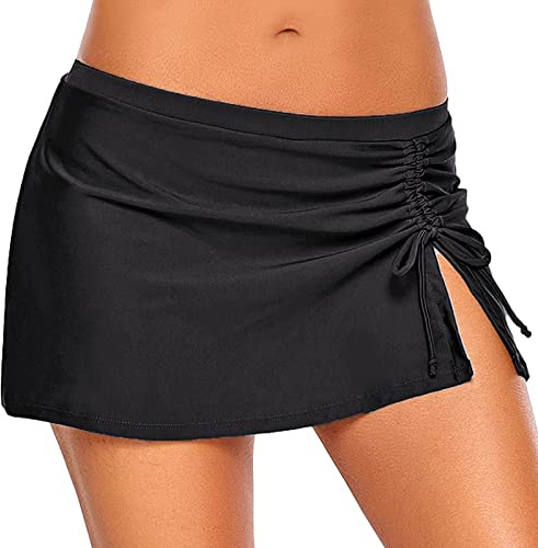 Jupe de natation pour femme - Taille haute - Maillot de bain - Jupe plissée - Skorts - Doublure, Noir , M