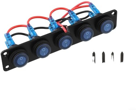LED-Schalttafel, 12 V, 1-6-Gang, für Boot, Wohnmobil, Auto, für Kippschalter, IP67 (5 blau)