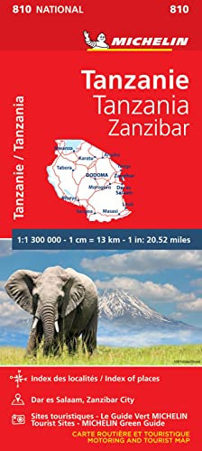 Michelin Tanzanie-Zanzibar: Straßen- und Tourismuskarte 1:1.300.000 (MICHELIN Nationalkarten)