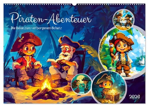 Piraten-Abenteuer - Die Reise zum verborgenen Schatz (Wandkalender 2026 DIN A2 quer), CALVENDO Monatskalender: Eine fantastische Reise zu geheimen Inseln und vergessenen Schätzen (CALVENDO Spass)