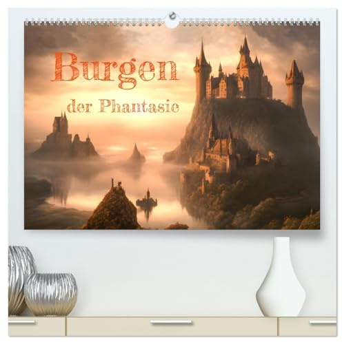 Burgen der Phantasie (hochwertiger Premium Wandkalender 2026 DIN A2 quer), Kunstdruck in Hochglanz: Mittelalterliche Burgen in einer fesselnden KI-Phantasiewelt (CALVENDO Kunst)