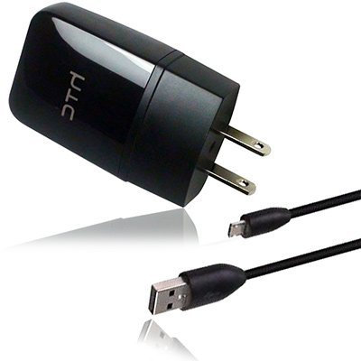Kit de chargeur rapide pour smartphone HTC ONE XL avec câble micro USB 2.0 qui s'allume en un clin d'œil et jusqu'à 40 % plus rapide. (noir/12 W/1,5 A)