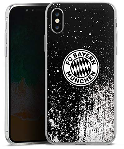Slim Case kompatibel mit Apple iPhone X Silikon Handyhülle transparent Hülle extra dünn FC Bayern München Offizielles Lizenzprodukt FCB