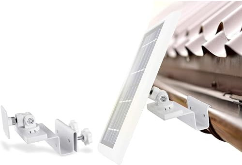 Wasserstein-Dachrinnenhalterung für Ring-, Arlo- und Reolink-kompatible Sonnenkollektoren - Maximale Sonneneinstrahlung für Ihr Sonnenkollektor ohne Bohren von Löchern (Weiß)