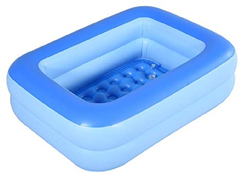 Inflatable Kiddie Pool, 45 x 35 X 14 Blue Kids Swimming Pool Summer Water Fun Bathtub with Inflatable Soft Floor