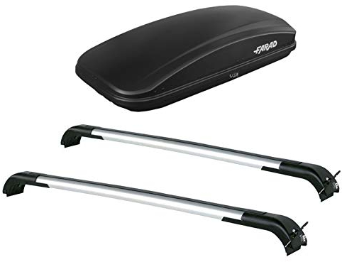 LP + Farad FO49F52+AZ03030053 - Aluminium DACHTRÄGER SUPERBRIDGE + DACHBOX Farad CRUB 430 LT SCHWARZ SATINIERT