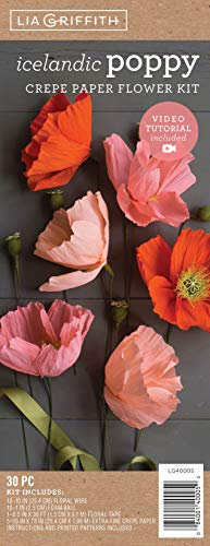Lia Griffith LG40005 Crepe Paper Flower Kit, Icelandic Poppy, Assorted Sizes, Assorted Colors, 30 Pieces