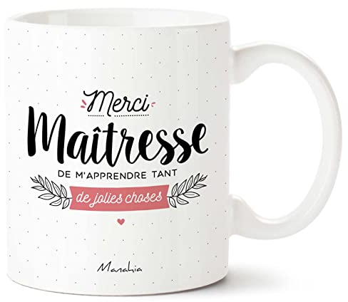 Manahia Mug Cadeau Maîtresse - Merci Maîtresse pour cette Chouette Année - Tasse personnalisée Maitresse - Imprimé en France - 330 mL Céramique - Fin d'Année Scolaire - Merci Maîtresse