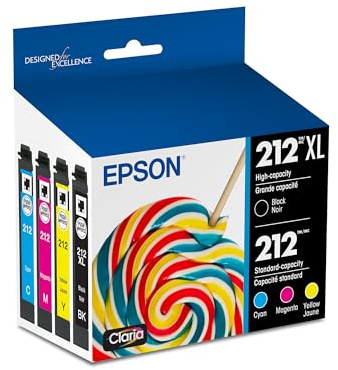 EPSON 212 Claria Ink High Capacity Black & Standard Color Cartridge Combo Pack (T212XL-BCS) Works with WorkForce WF-2830, 2850 and Expression XP-4100, 4105