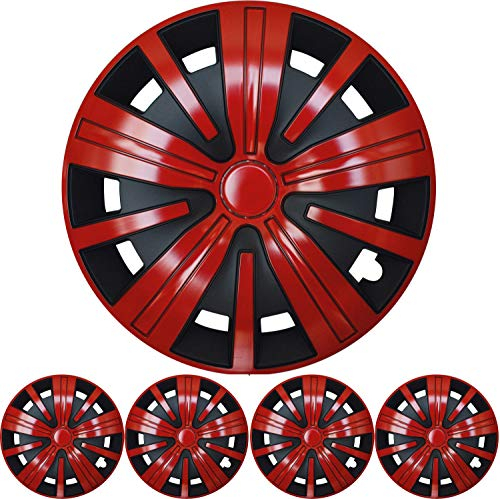 16 Zoll 4X Premium Design Radkappen Radzierblenden 'Spinel BIS' in Rot/Schwarz