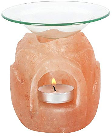 Himalayan Salt Lotus Flower Shaped Oil Burner -12cm x 10cm (1 Pc.) - Unique & Sophisticated Piece - Natural Fragrance & Soothing Ambience - Ideal for Home Decor