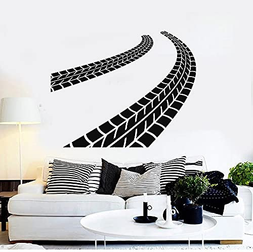 QIANGTOU Traces de pneus Stickers Muraux Conducteur Garage Décoration De Voiture Vinyle Stickers Muraux pour Salon Chambre Décor Accessoires 42x52cm