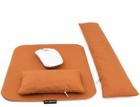 Large Mouse Mat with Wrist Support and Keyboard Wrist Rest Bean Bag Set, Ergonomic Mouse Keyboard Pad Cushion Filled Ergo Beads, Comfortable for Easy Typing Home Office (Burnt Orange)