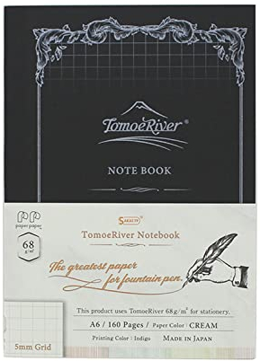 SAKAE TMR-A6NB-68HC Technisches Papier-Notizbuch, A6, kariert, Softcover, Tomoe River FP, 68 g, cremefarben 160P