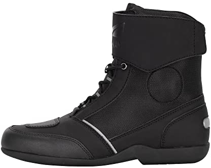 FAST WAY Touring 201 Motorradstiefel Herren, CE Zertifiziert, Schalthebelverstärkung, Knöchelschutz, Robuste Motorradschuhe, Schnürsenkel mit Klett-Abdeckung, Größe 38