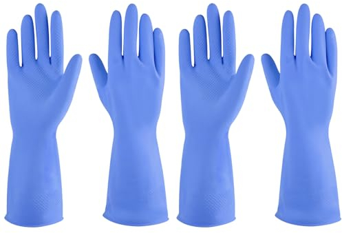 Gummihandschuhe für Geschirrspüler, 2 Paar für die Küche, Reinigungshandschuhe für den Haushalt, wiederverwendbar. (klein, blau)