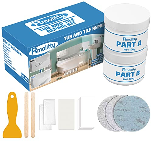 Fliesenreparaturset Weiß, 200g Emaille Reparatur Set, Wasserdichtes Und Auslaufsicheres Keramik Reparatur Set, Waschbecken Reparaturset Zum Reparieren Von Kratzern, Löchern, Rissen