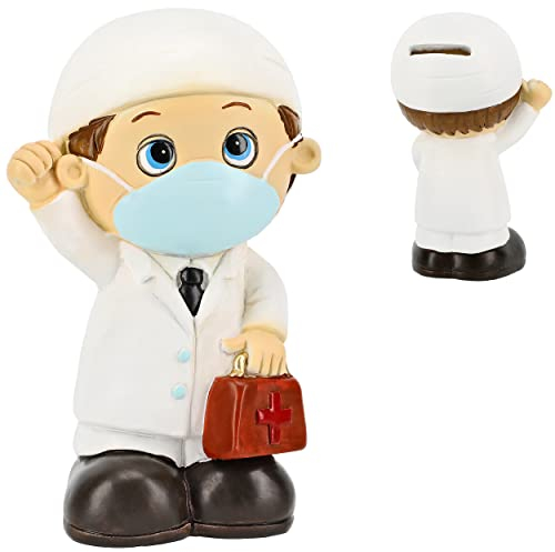 alles-meine.de GmbH Spardose Verschiedene Modelle wählbar mit Verschluss - aus Kunstharz/Polyresin Arzt/Pfleger/Apotheker - 16 cm - stabile Sparbüchse - Sparschwein -..