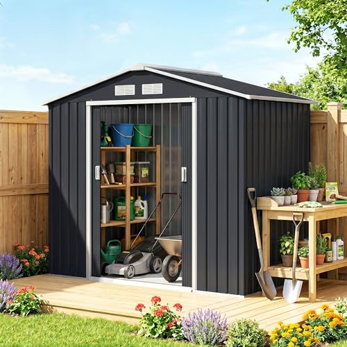 Outsunny Caseta de Jardín Exterior 2,42m² 213x130x185 cm Gris Oscuro
