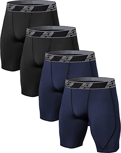 HOPLYNN 4er Pack Herren Kompressionsshorts, Schnelltrocknendes Kompressionshose Laufhose Männer Fußball Radlerhose 2 Schwarz 2 Blau XXL