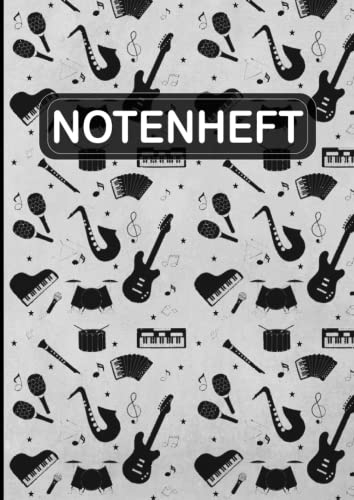 Notenheft: Blanko Musikheft mit Notenlinien im A4 Format | Notenheft für den Musikunterricht in der Schule und für Hobby-Musiker | Für Anfänger und Kenner | Klassische Lineatur | 100 Seiten