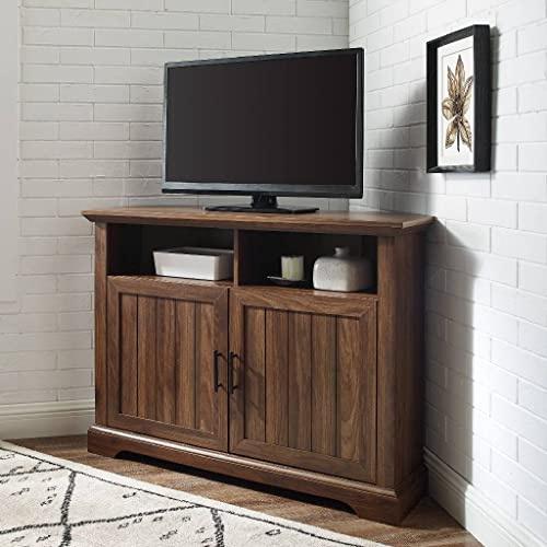 Homeology SAVANNAH True-Corner-Friendly Walnut 6-Shelf Luxury Cabinet Suitable for Flat Screen TVs upto 50-inches
