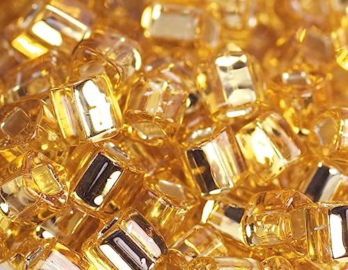 Japanische Perlen Würfel vergoldet 4 mm, 100 g.