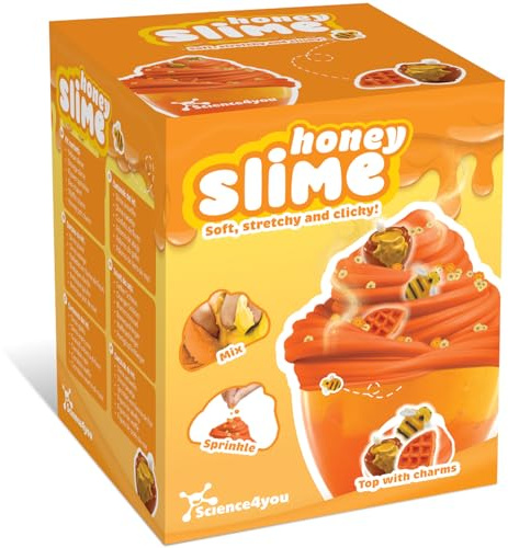 Science4you Kit Slime de Miel pour Enfants - Mélange, Saupoudre et Décore ton Slime Fluffy Orange et Jaune avec Breloques, Kit DIY et ASMR, Cadeau Original pour Garçons et Filles de 5 6 7 8 9+ Ans