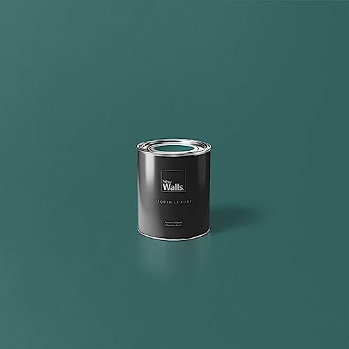 New Walls Pintura de emulsión líquida de lujo para interiores, color verde, verde azulado, 1 L