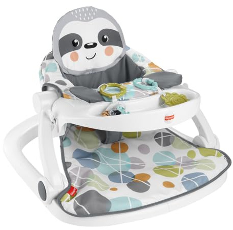 Fisher-Price Tragbarer Babystuhl Sit-Me-Up Bodensitz mit Snack-Tablett, Entwicklungsspielzeug & waschbarem Sitzpolster, süßes Faultier