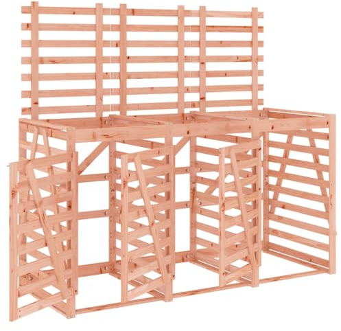 vidaXL Mülltonnenbox, Mülltonnenverkleidung für 3 Tonnen, Mülltonnenschrank mit guter Belüftung, Mülltonnenschutz Müllhaus Müllbox, Massivholz Douglasie