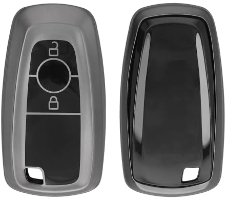 kwmobile Autoschlüssel Hülle kompatibel mit Ford 2-Tasten Autoschlüssel Keyless Go - Schlüsselhülle Silikon Cover - Schwarz matt Schwarz